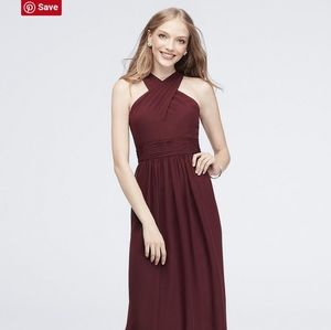 NWT David's Bridal long chiffon Carolina blue gown